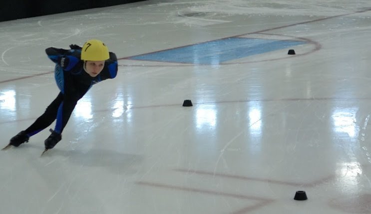 Carolyn speed skating.