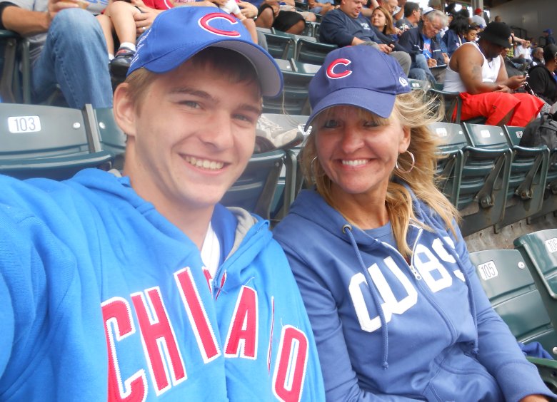 Ann Marie and Conrad at a Cubs game