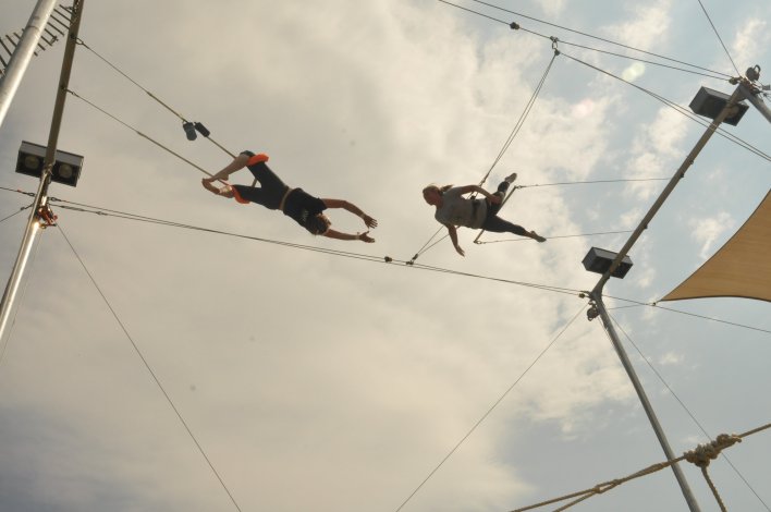Flying high up on the trapeze!