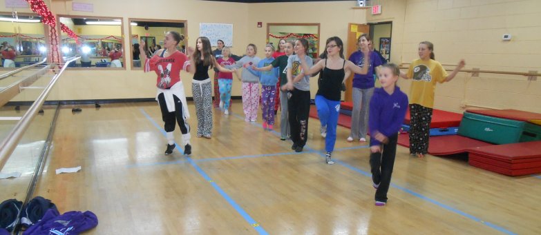 Learning a dance routine at the 2014 AMA Sleepover.