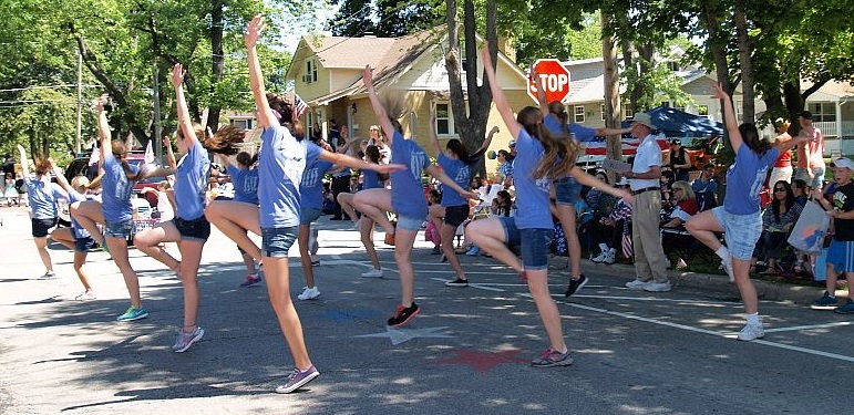 AMA Dance Force Performance Team Members march in the Des Plaines July 4 parade