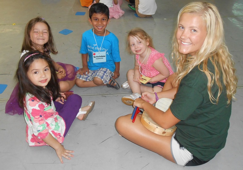 Miss Emily works with campers