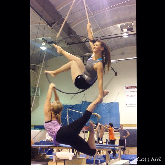 Jessie and fellow acrobat on the Hoop