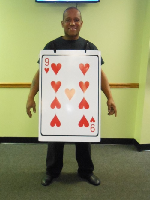 Mr Chester in a 9 of Hearts costume